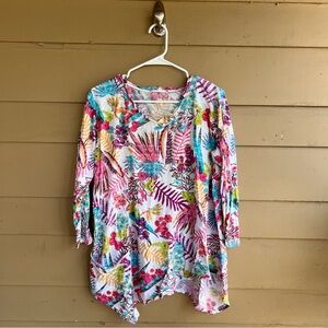 Fresh Produce Floral Long Sleeve Top - Size XL - Beach Casual Modest
